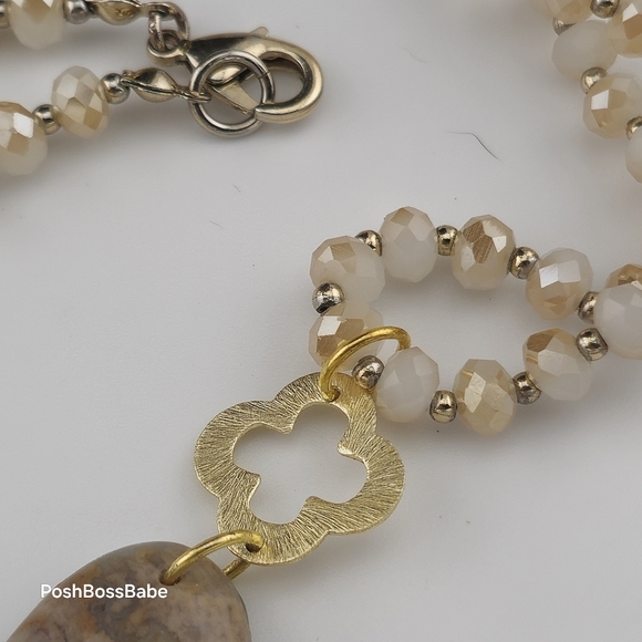 Handmade Crazy Lace Agate Pendant Necklace - Gold Accents, Natural Stone, 30" - Picture 14 of 16